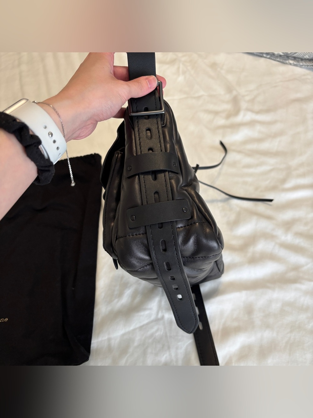 Rag & bone black gunmetal puffy field messenger bag - Picture 13 of 16